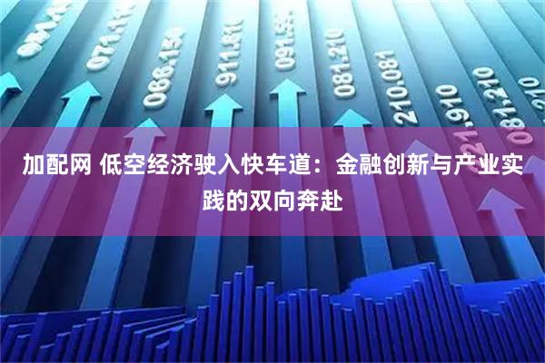 加配网 低空经济驶入快车道：金融创新与产业实践的双向奔赴